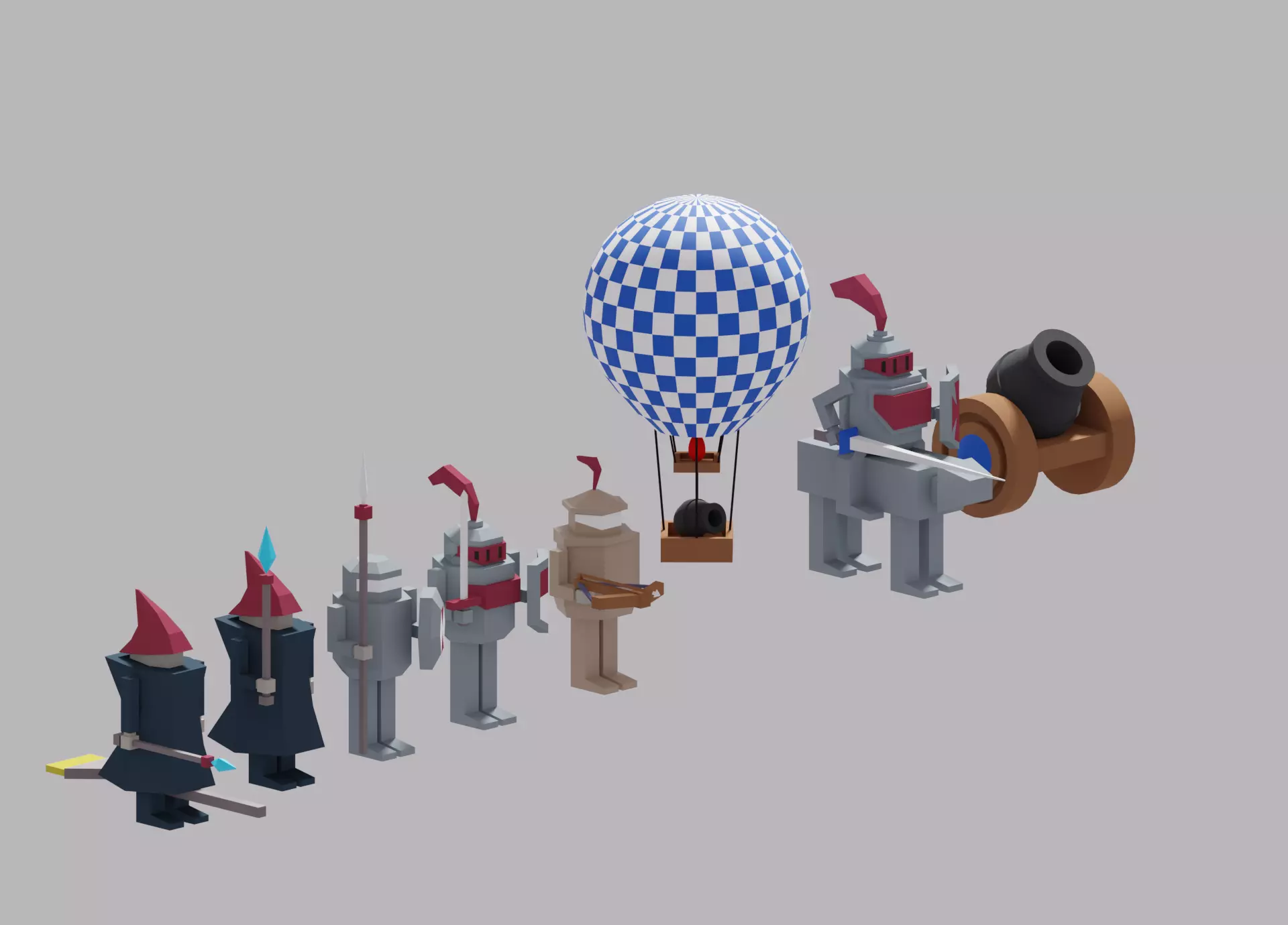 Medieval War Unit Character Package Low-poly 3D model