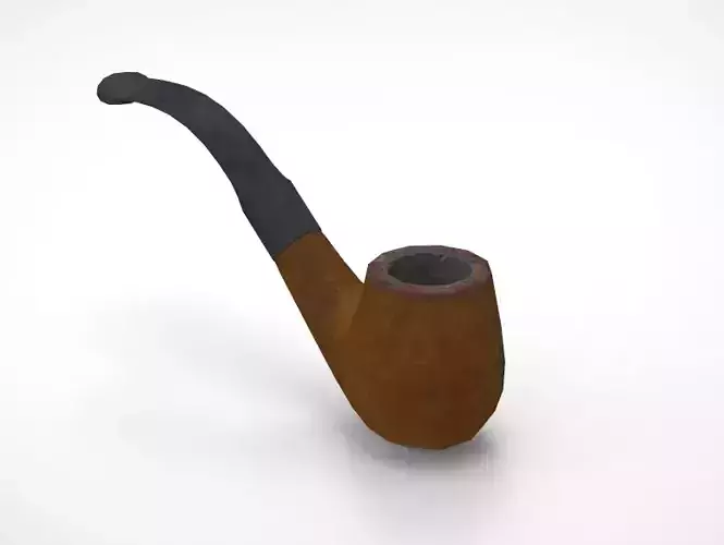 Low Poly Wooden Smoking Pipe Low-poly 3D model