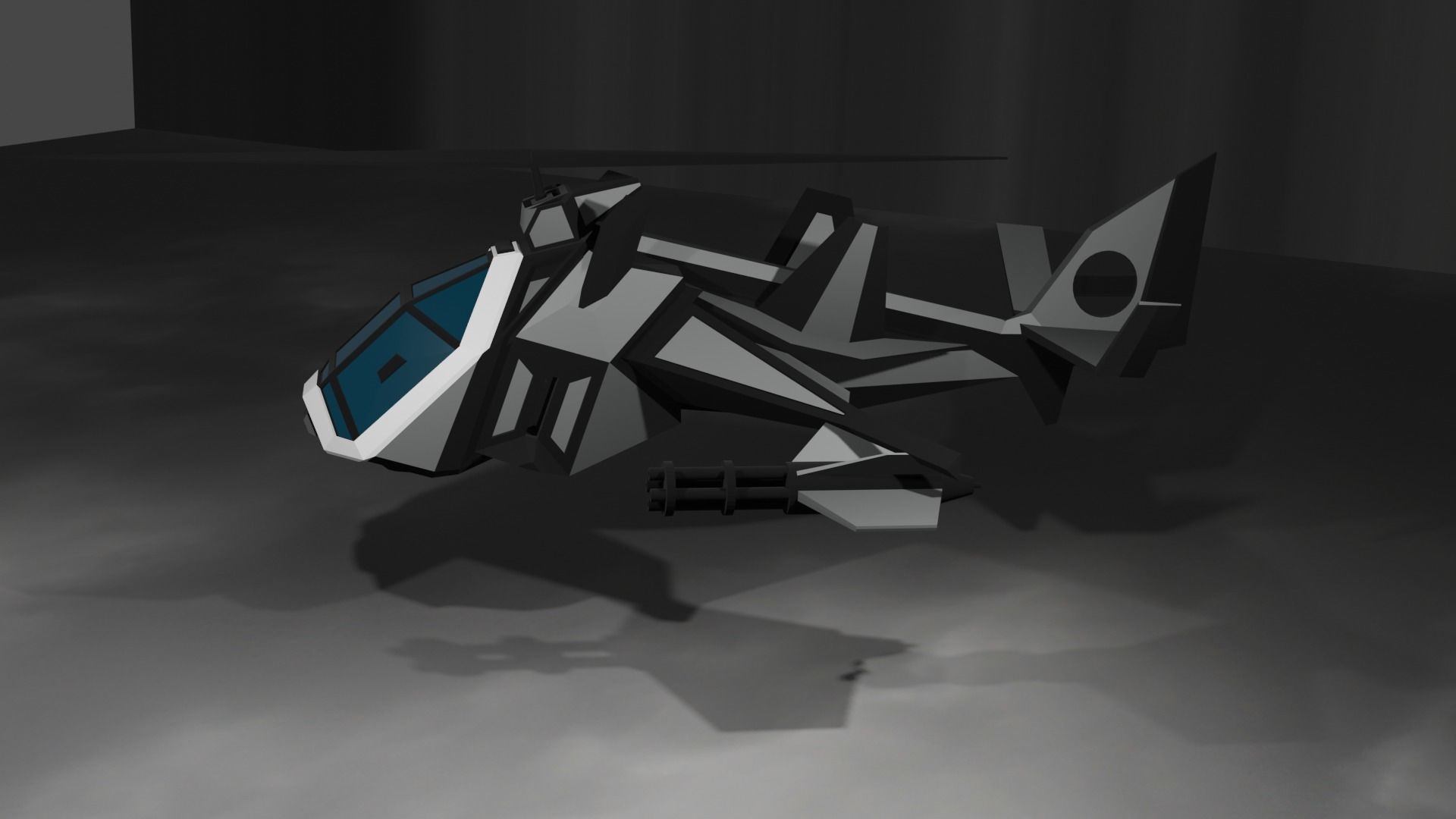 Futuristic Helicopter Low-poly 3D model_2