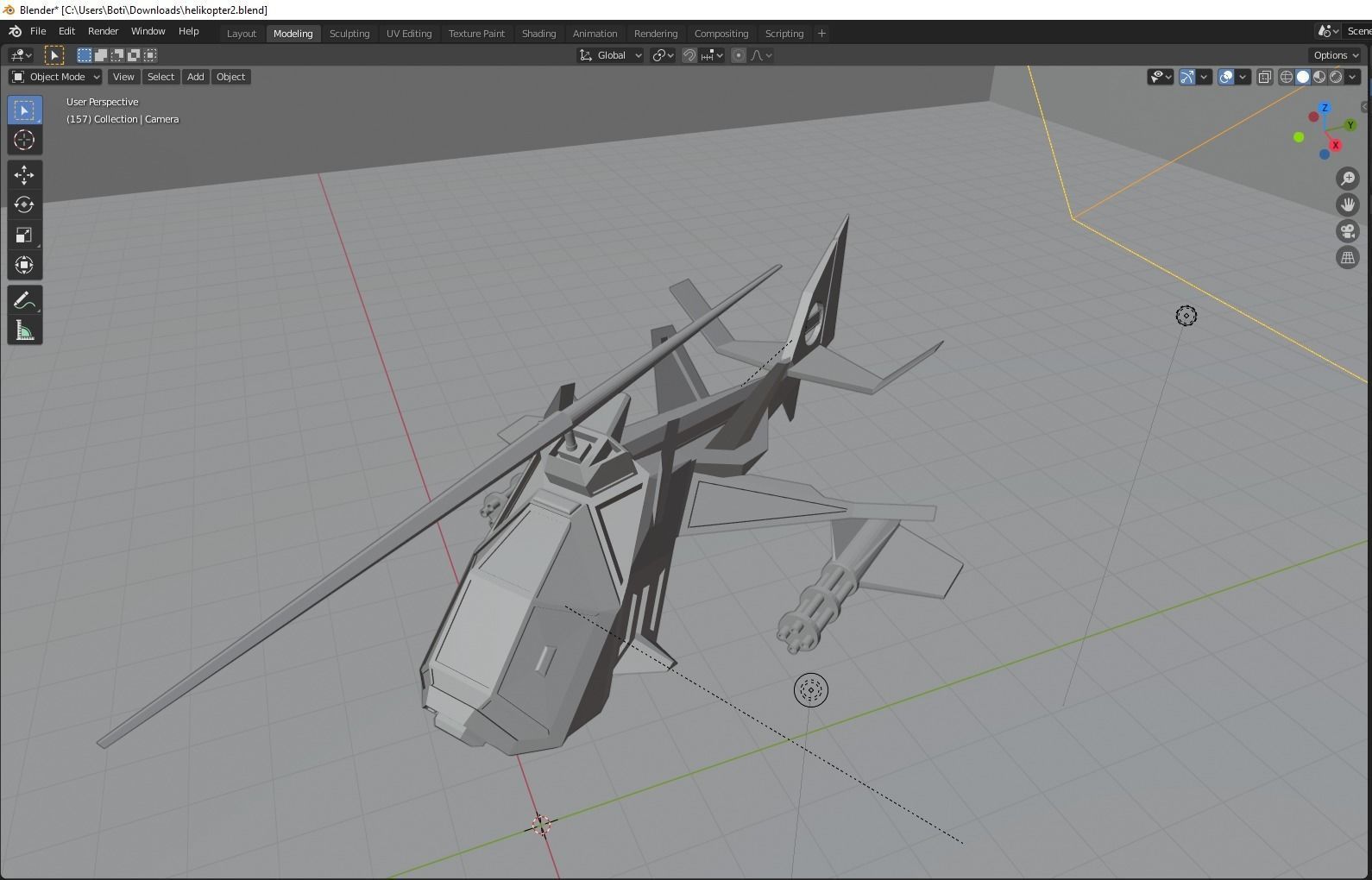 Futuristic Helicopter Low-poly 3D model_4