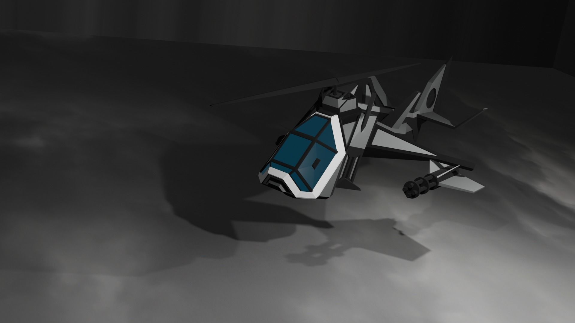 Futuristic Helicopter Low-poly 3D model_1