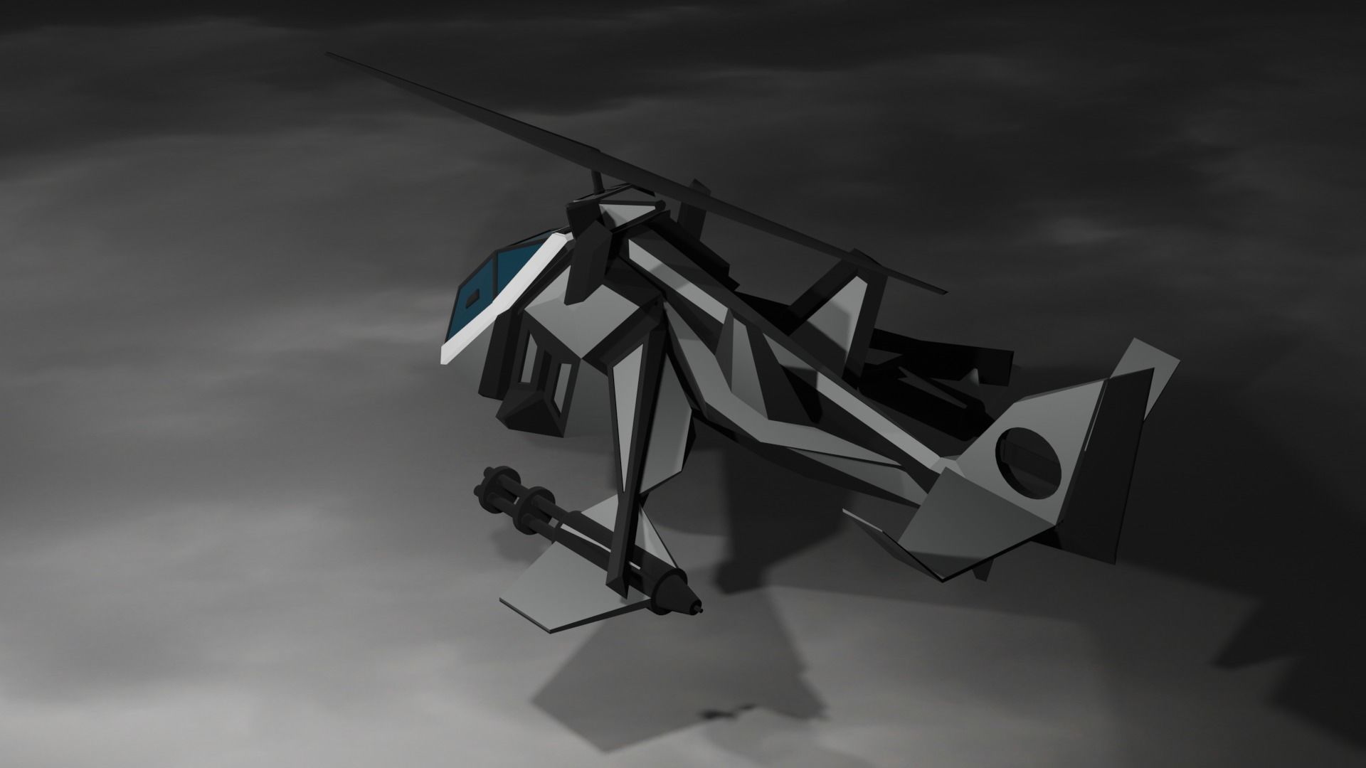 Futuristic Helicopter Low-poly 3D model_3