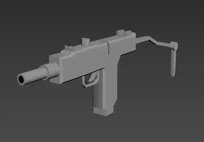 Low Poly 3D Model Of UZI