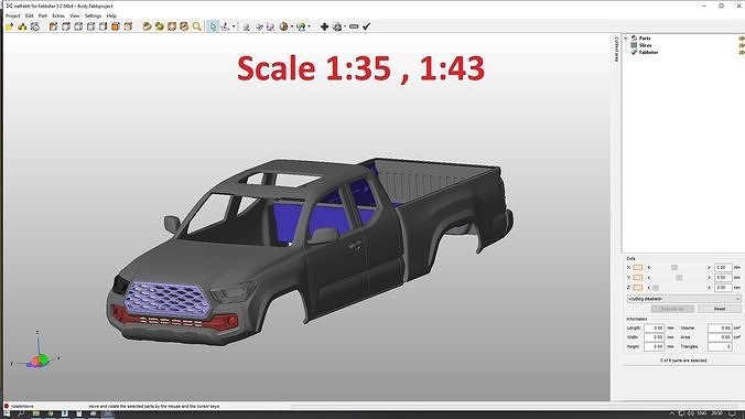 Toyota Tacoma 2020 Access Cab Body For Print 3D print model 6