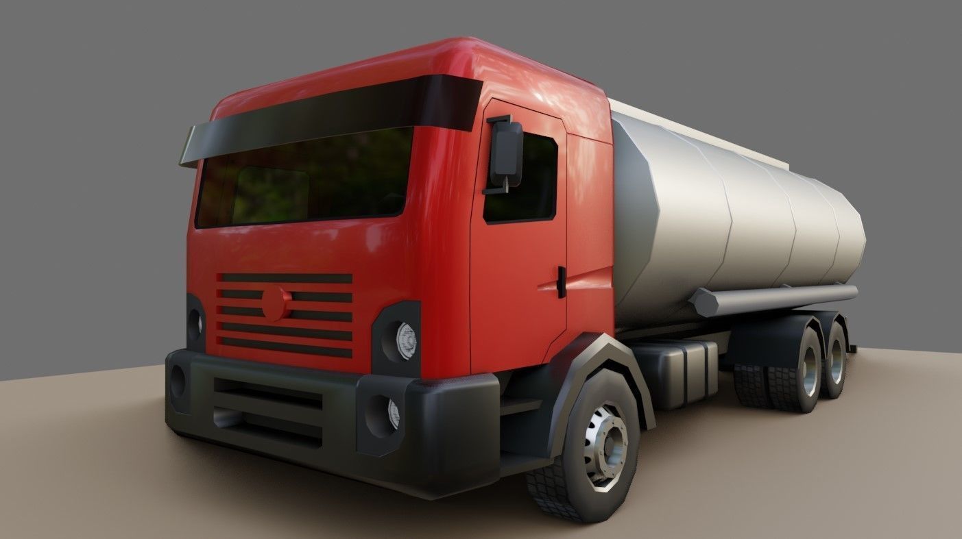 Red Truck - Tank - Fuel - Gasoline - Caminhao Tanque 3D model_18