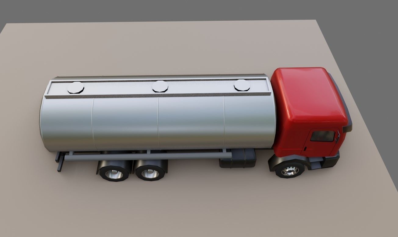 Red Truck - Tank - Fuel - Gasoline - Caminhao Tanque 3D model_2
