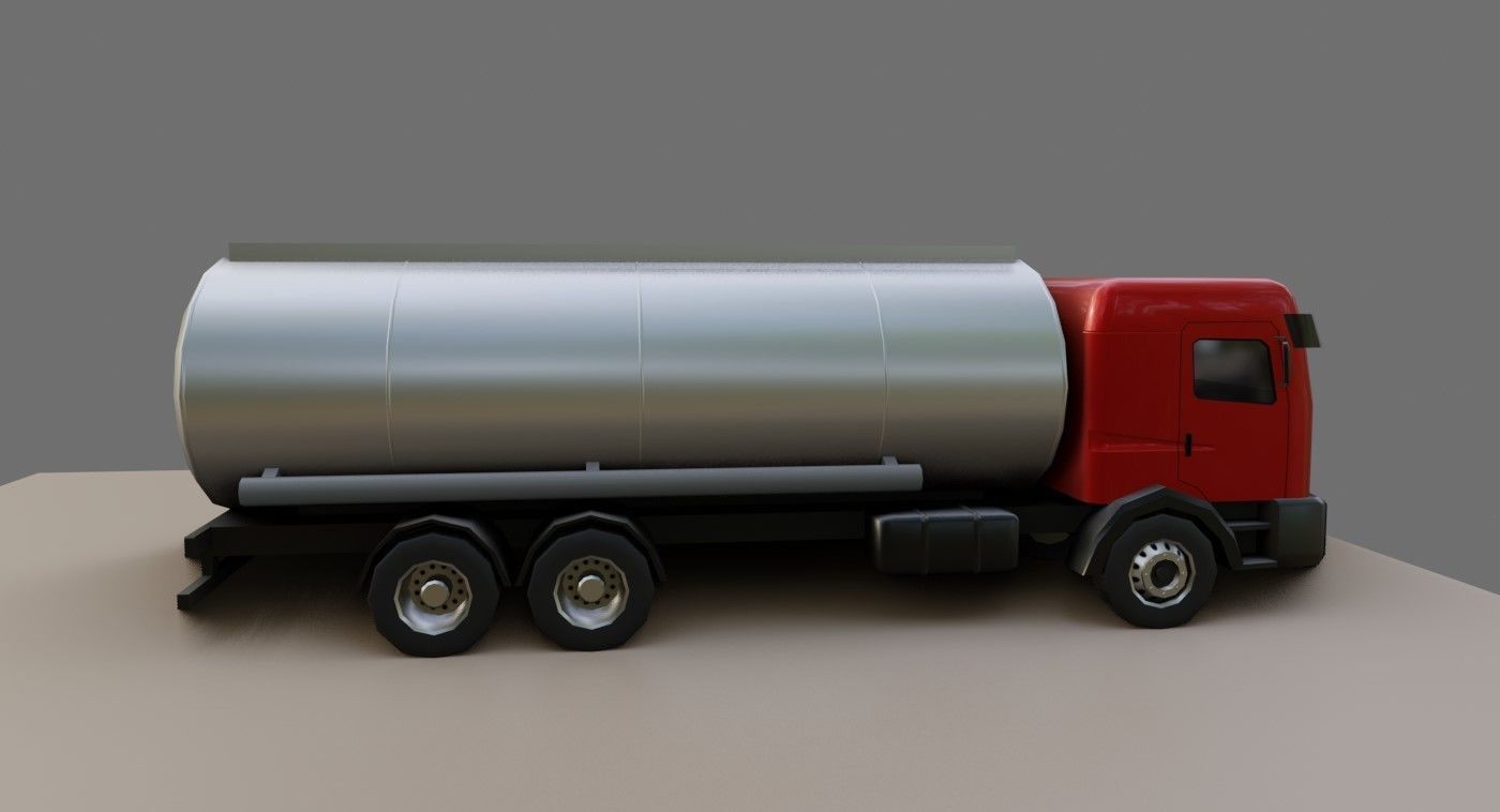 Red Truck - Tank - Fuel - Gasoline - Caminhao Tanque 3D model_1