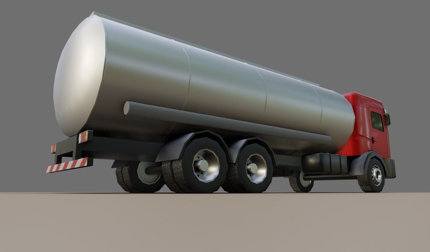 Red Truck - Tank - Fuel - Gasoline - Caminhao Tanque 3D model_7