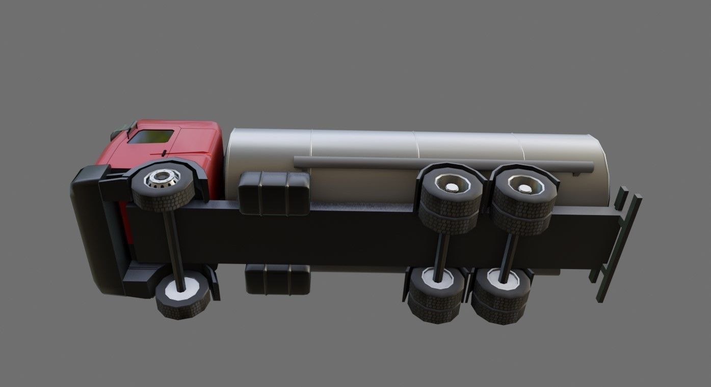 Red Truck - Tank - Fuel - Gasoline - Caminhao Tanque 3D model_10