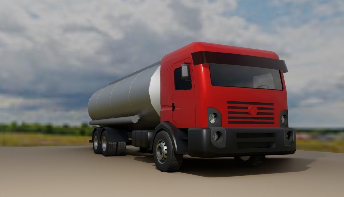 Red Truck - Tank - Fuel - Gasoline - Caminhao Tanque 3D model_6