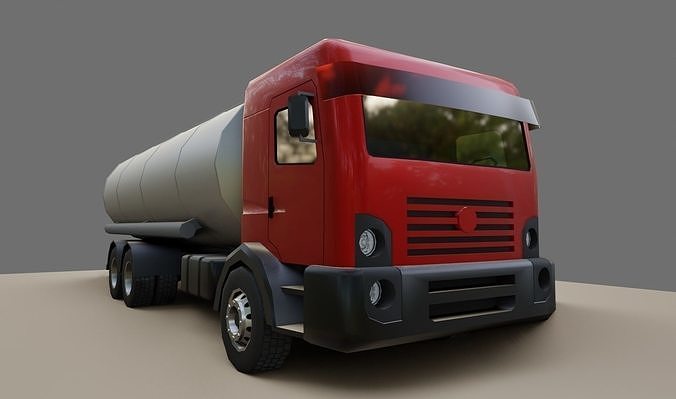 Red Truck - Tank - Fuel - Gasoline - Caminhao Tanque 3D model
