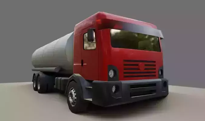 Red Truck - Tank - Fuel - Gasoline - Caminhao Tanque 3D model