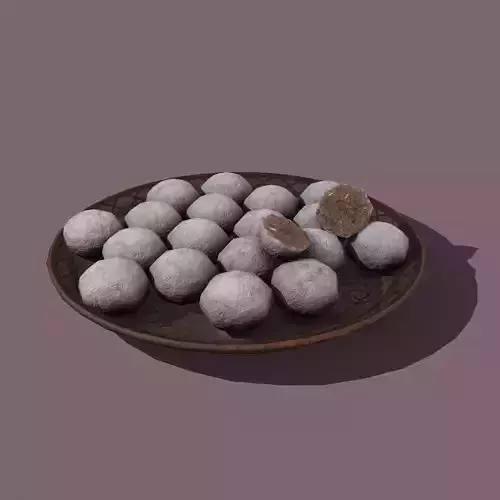 Medieval Oatmeal Cookie Balls Free low-poly 3D model