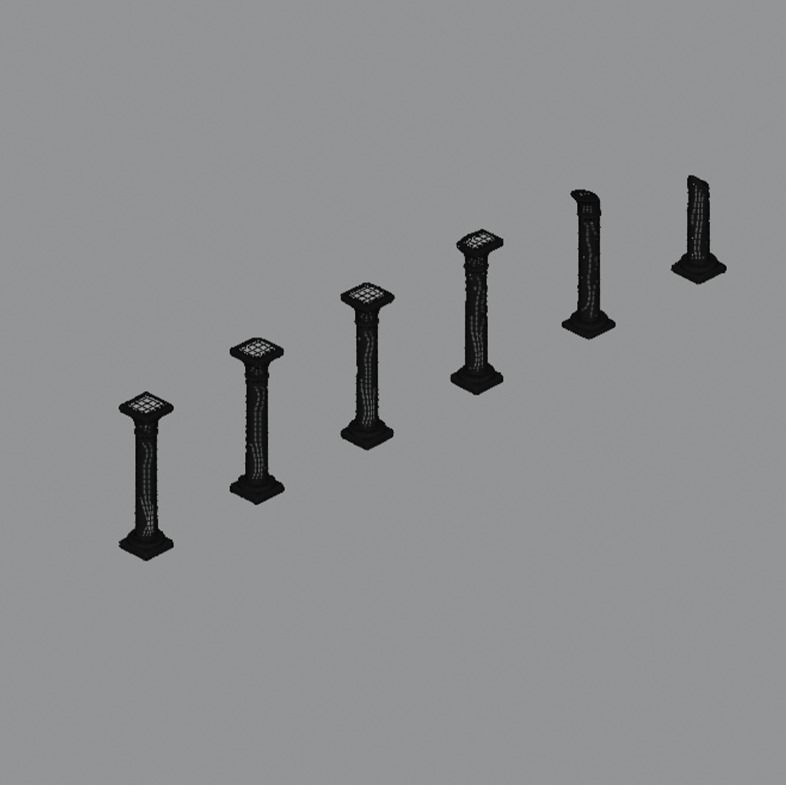 Gothic hallway modular kit Low-poly 3D model_17