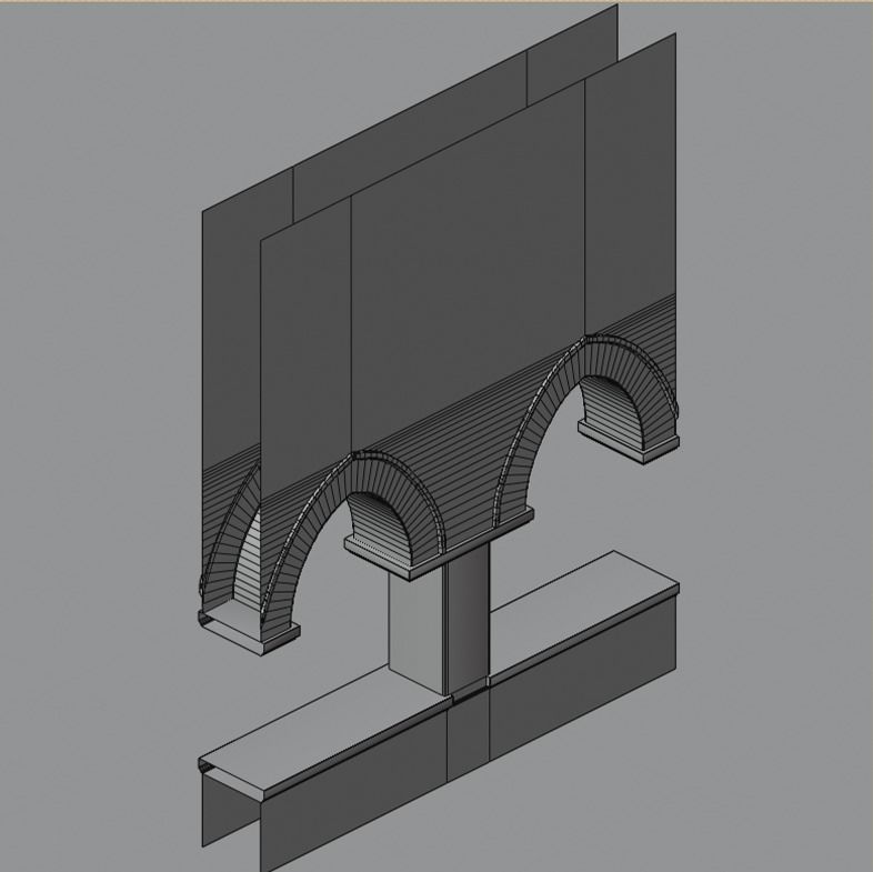 Gothic hallway modular kit Low-poly 3D model_6