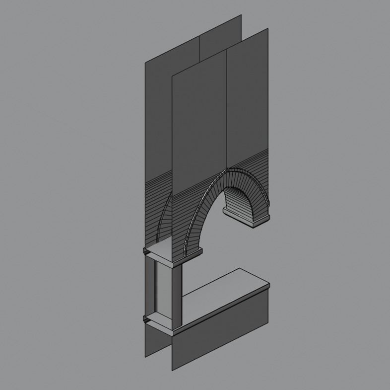 Gothic hallway modular kit Low-poly 3D model_12