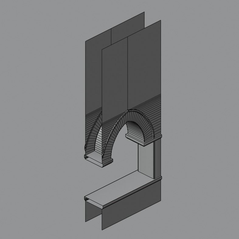 Gothic hallway modular kit Low-poly 3D model_14