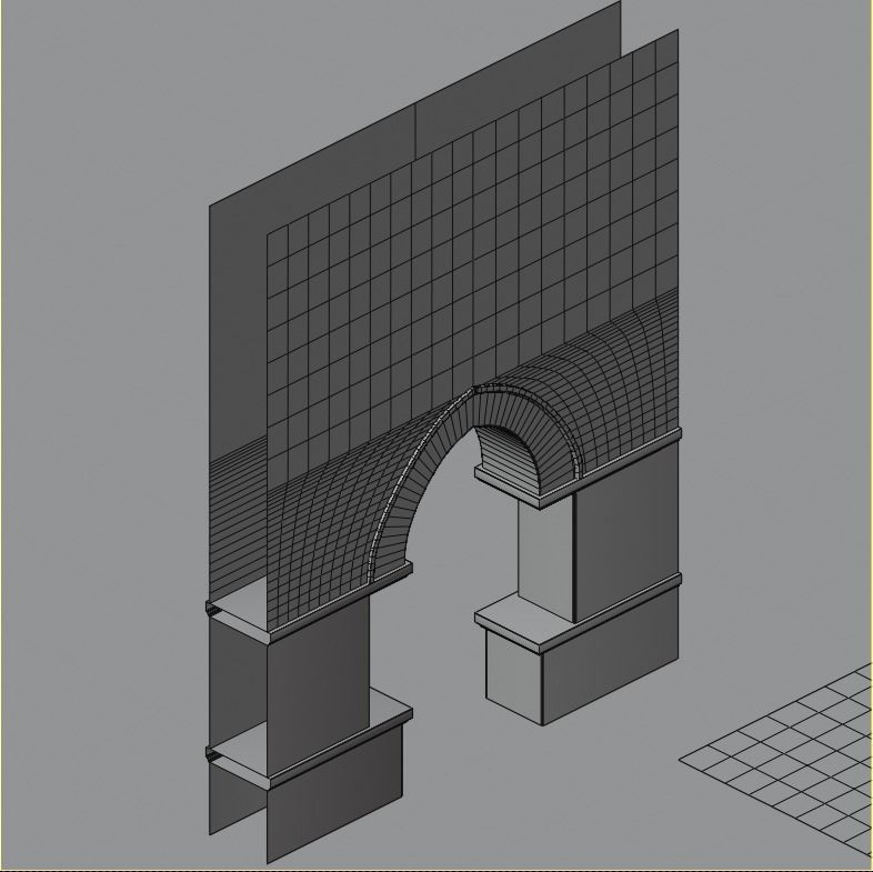 Gothic hallway modular kit Low-poly 3D model_10