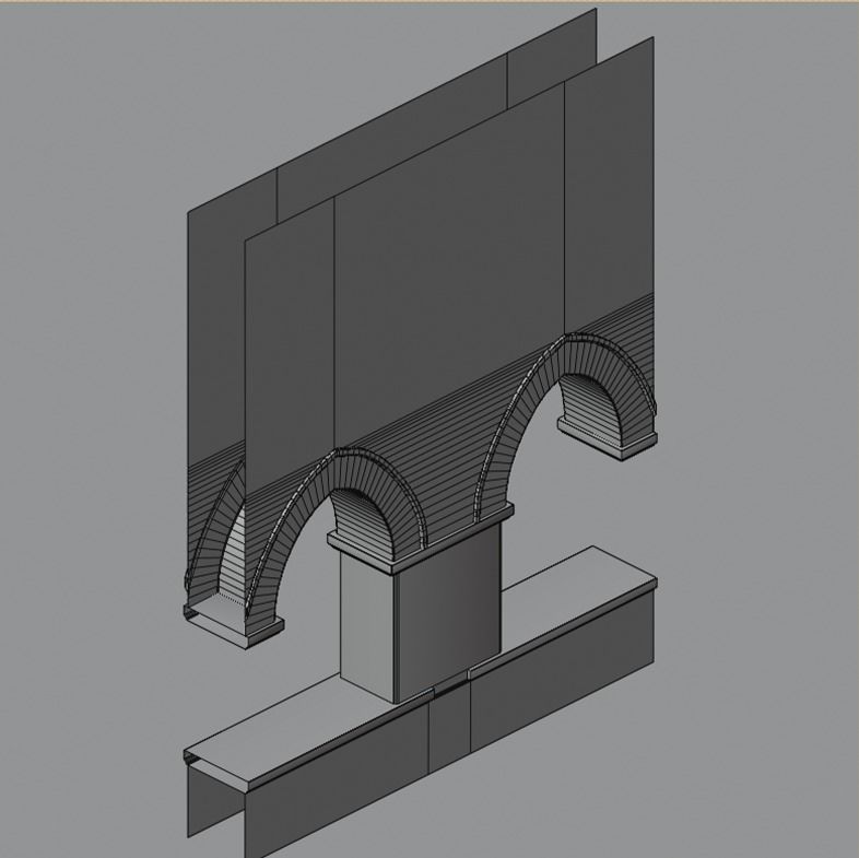 Gothic hallway modular kit Low-poly 3D model_4