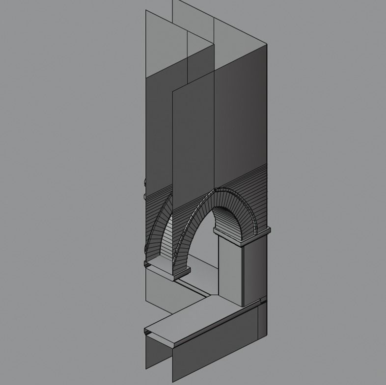 Gothic hallway modular kit Low-poly 3D model_8