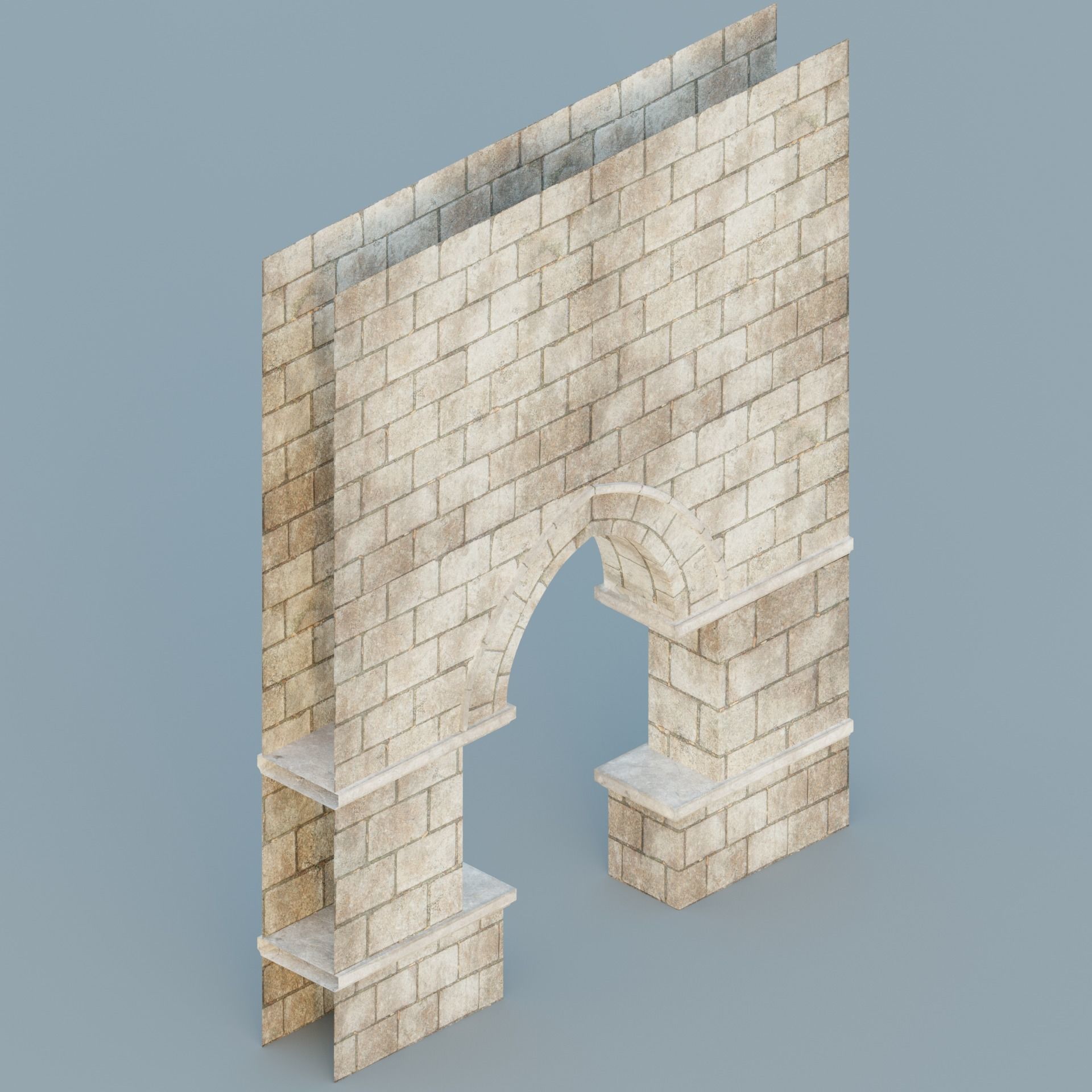 Gothic hallway modular kit Low-poly 3D model_9