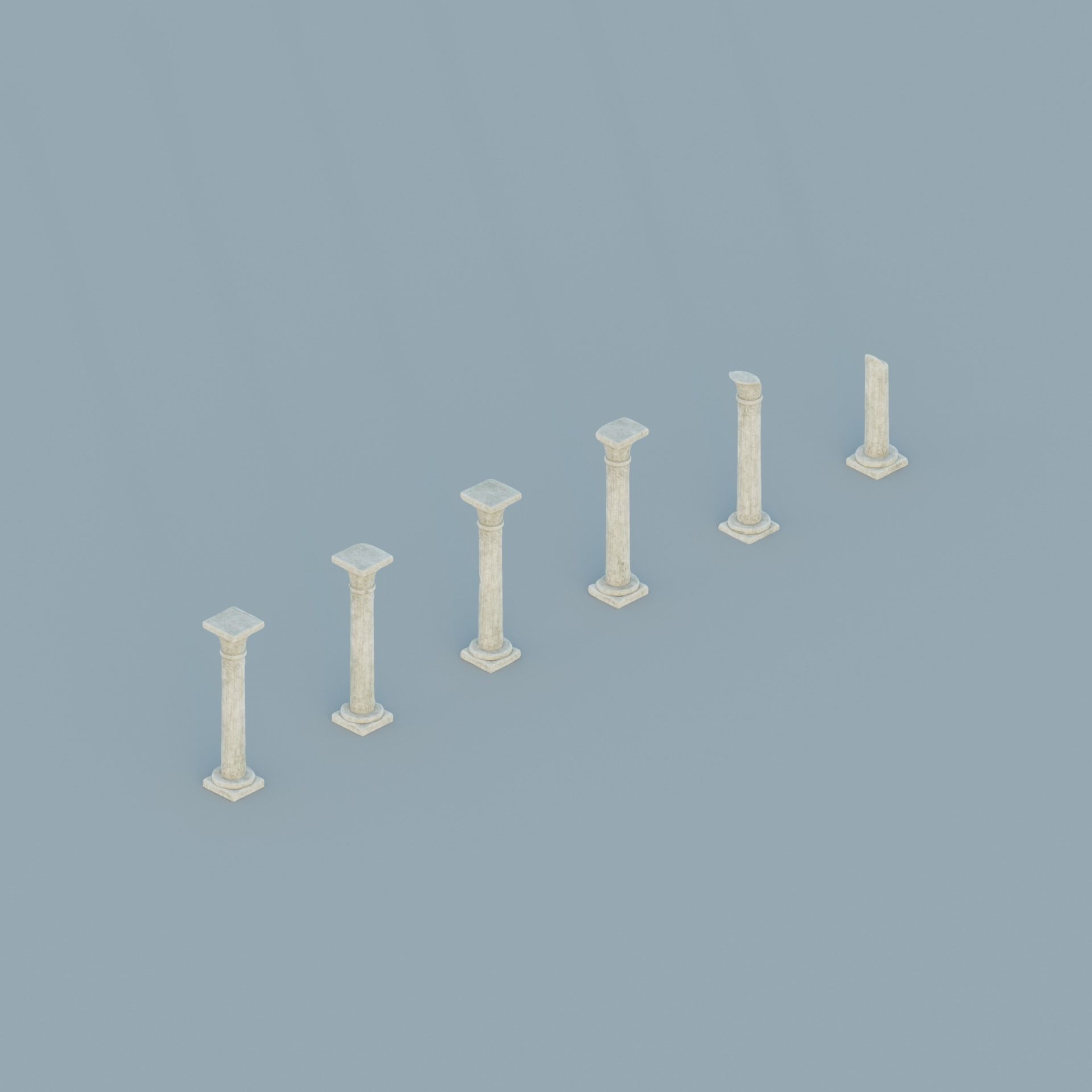 Gothic hallway modular kit Low-poly 3D model_16