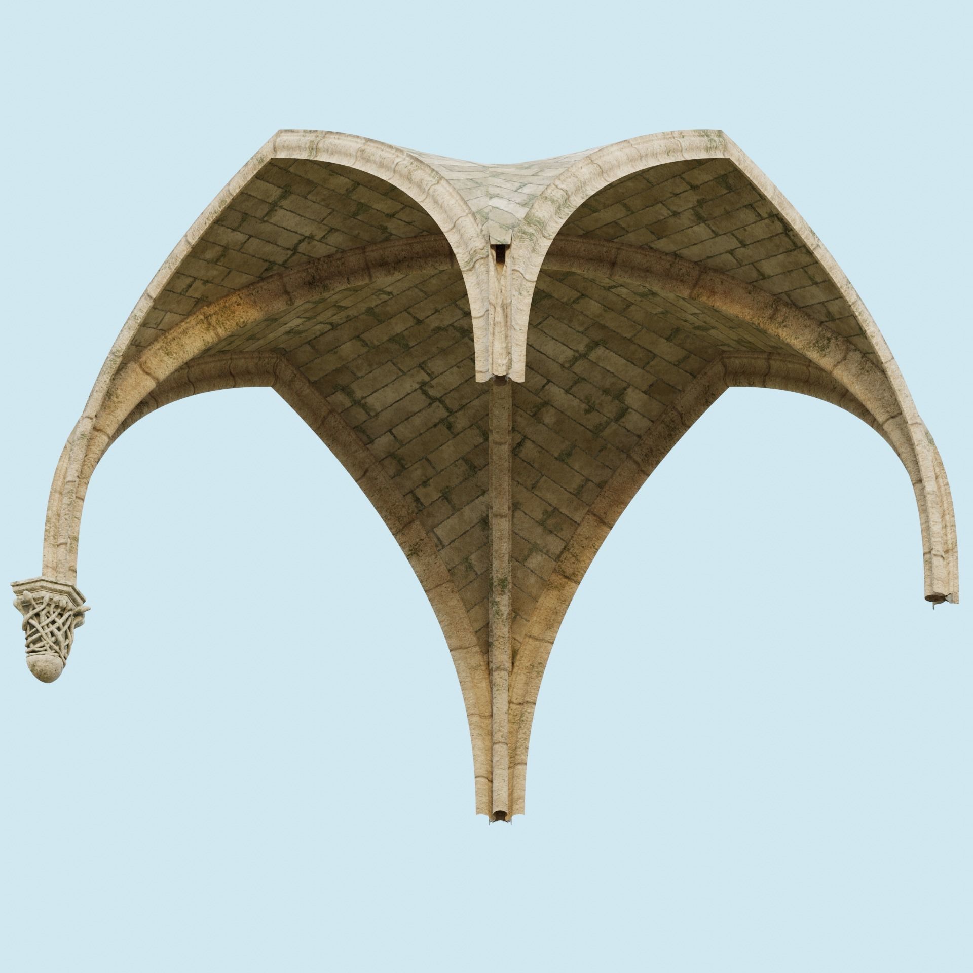 Gothic hallway modular kit Low-poly 3D model_15