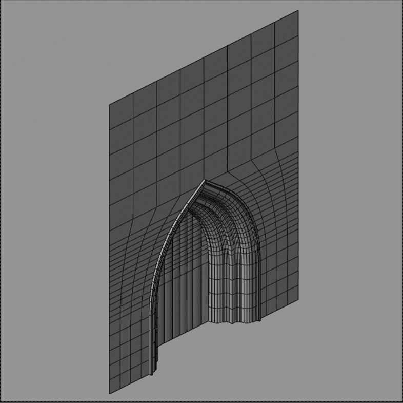 Gothic hallway modular kit Low-poly 3D model_2