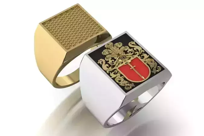 signet ring with heraldic     3D print model