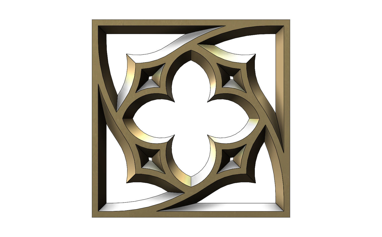 Gothic Ornament pannel for plaster and wood working 3D print model_9