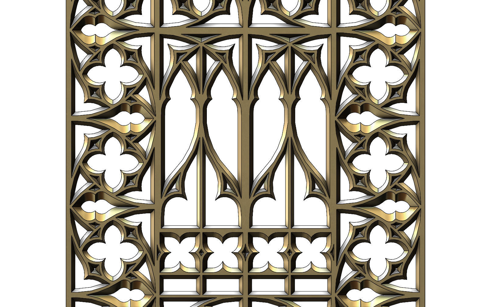 Gothic Ornament pannel for plaster and wood working 3D print model_4