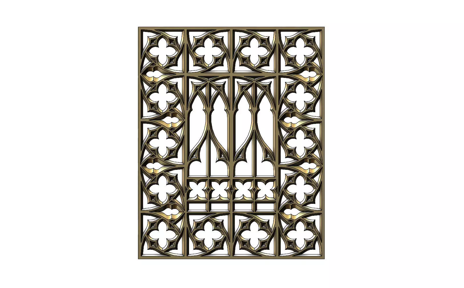 Gothic Ornament pannel for plaster and wood working 3D print model_0