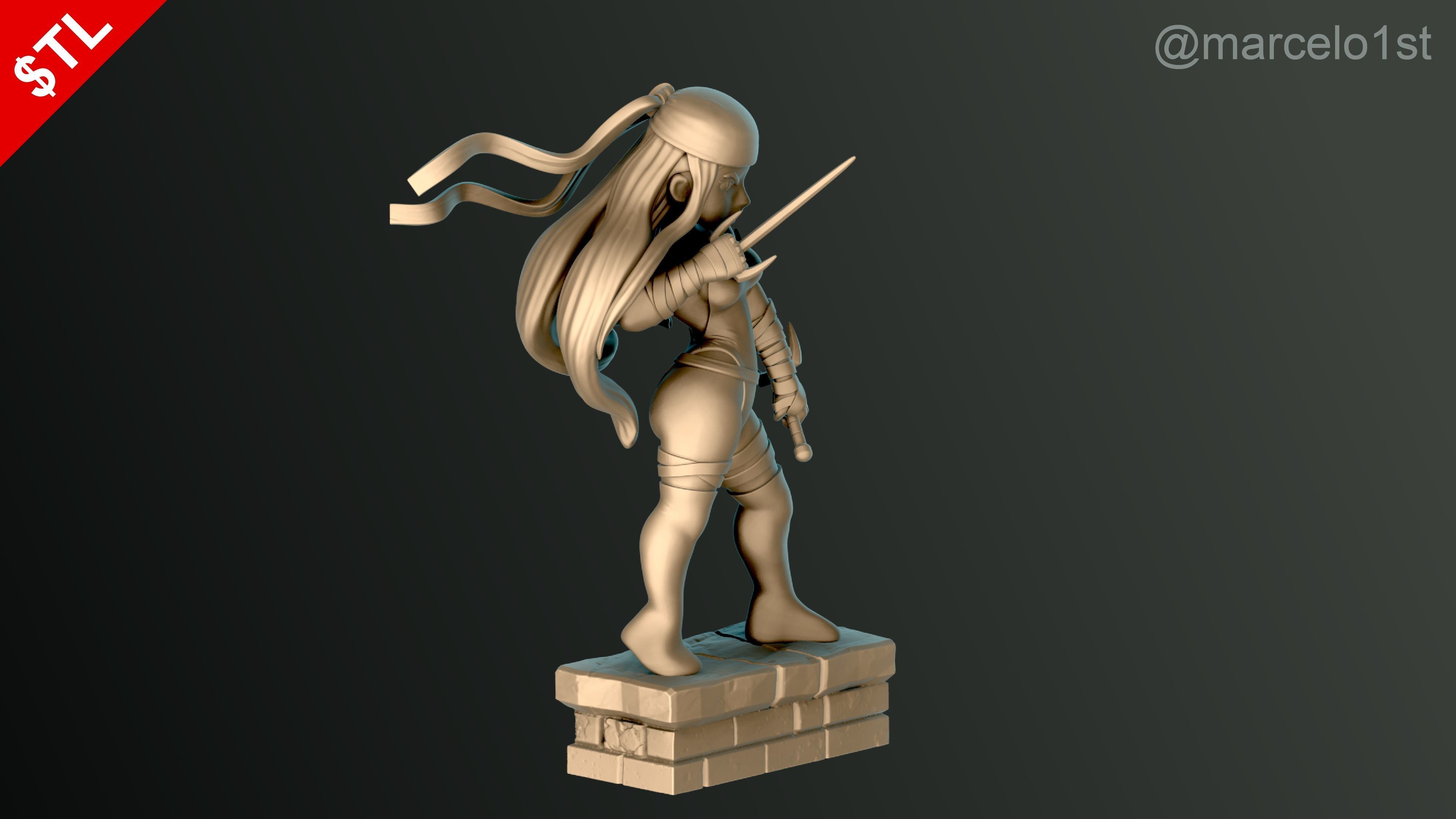 Elektra Natchios Statue 3D print model_15