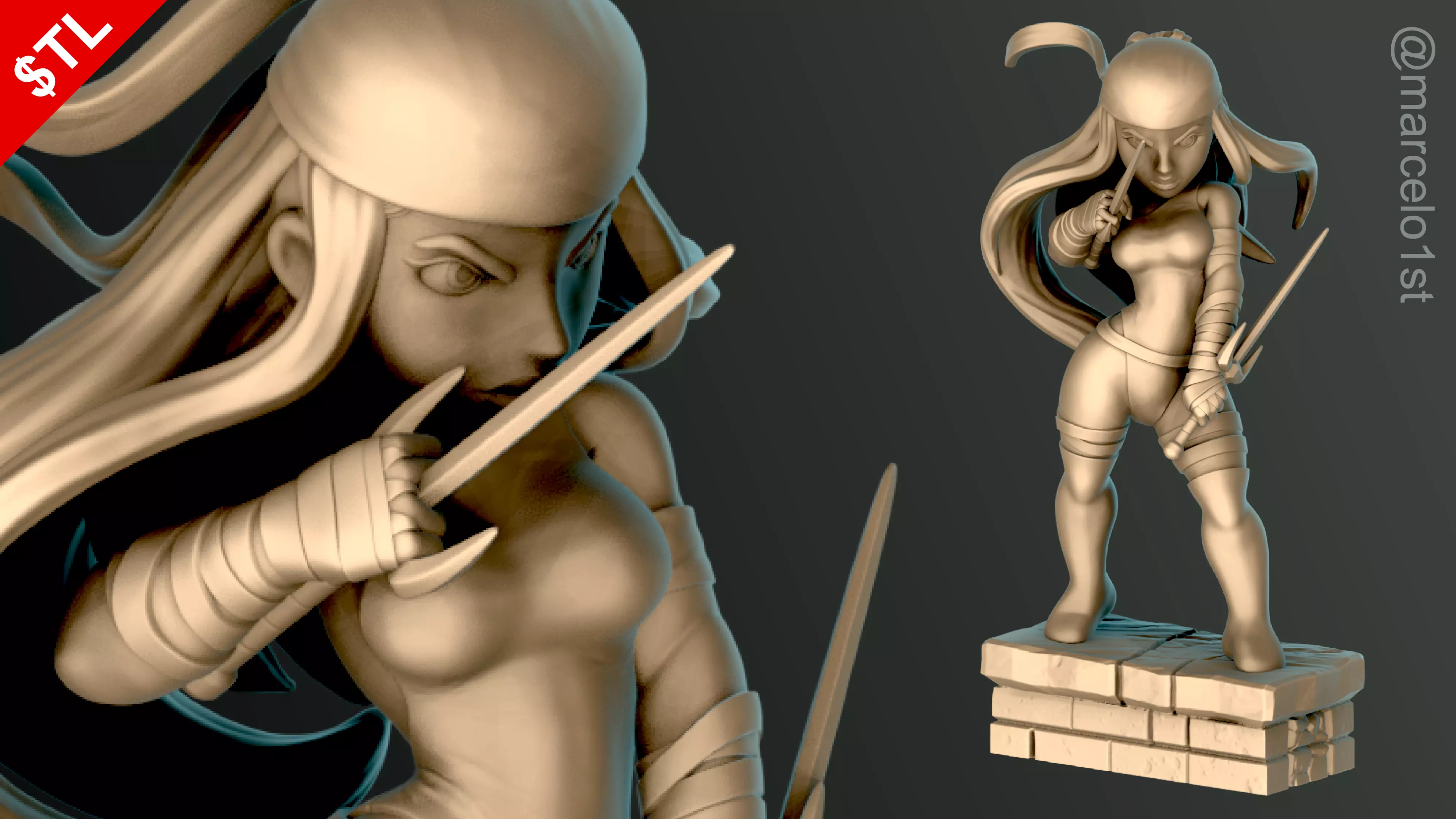 Elektra Natchios Statue 3D print model_0