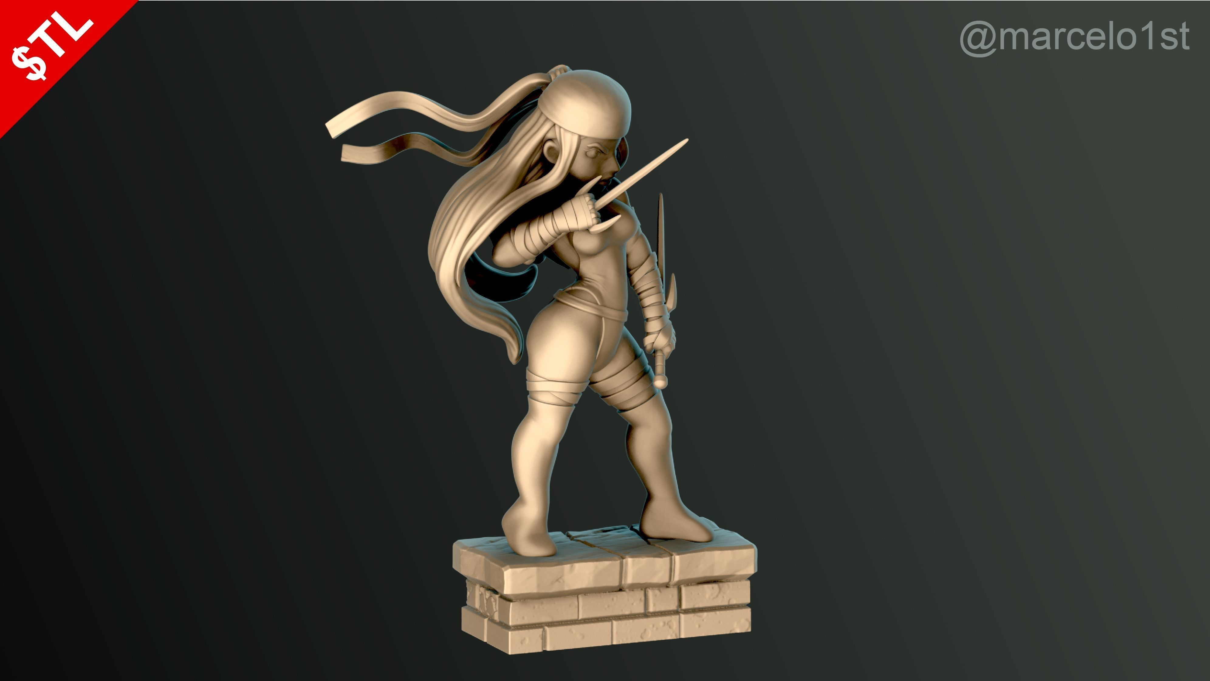 Elektra Natchios Statue 3D print model_16