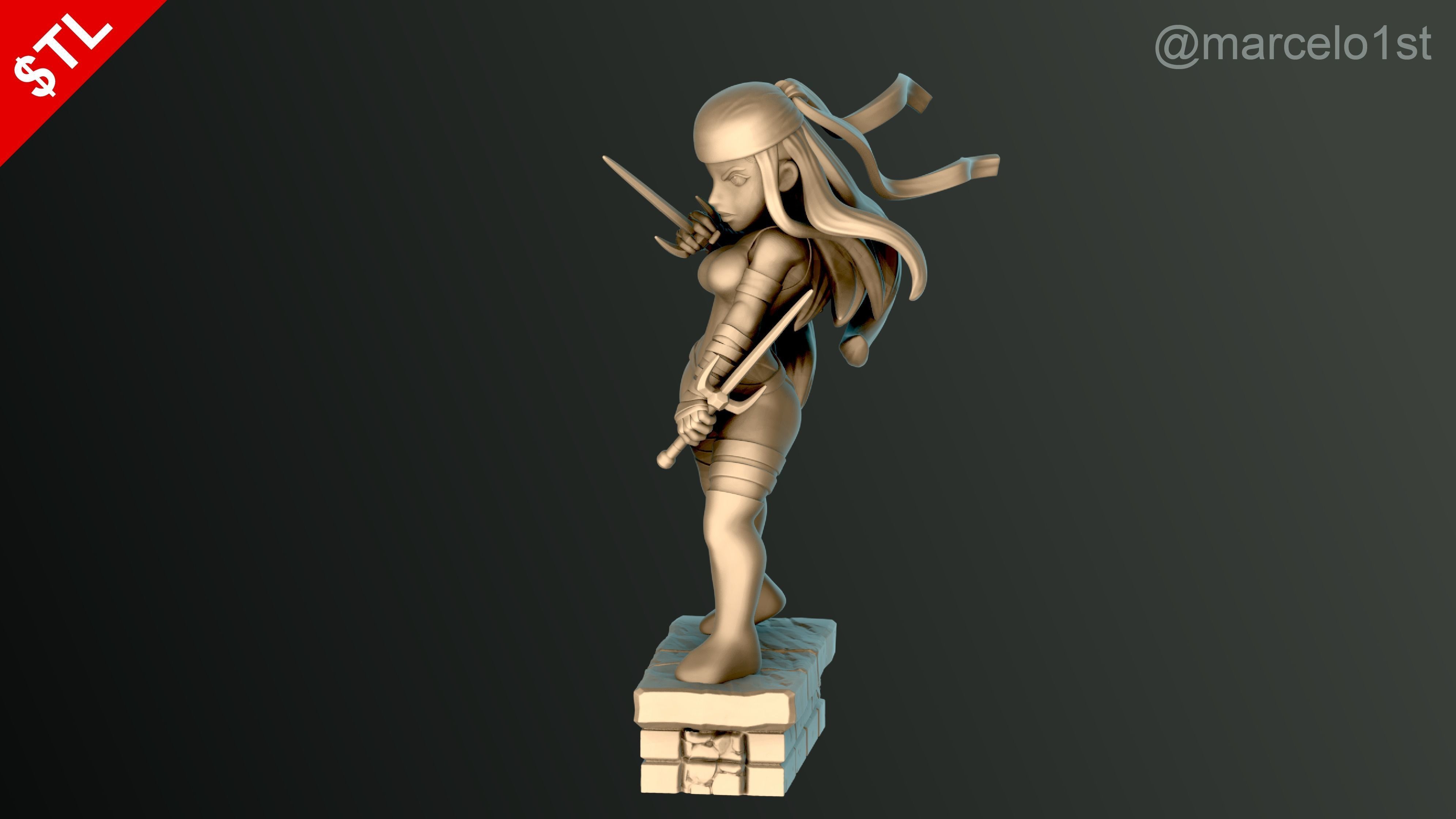 Elektra Natchios Statue 3D print model_7