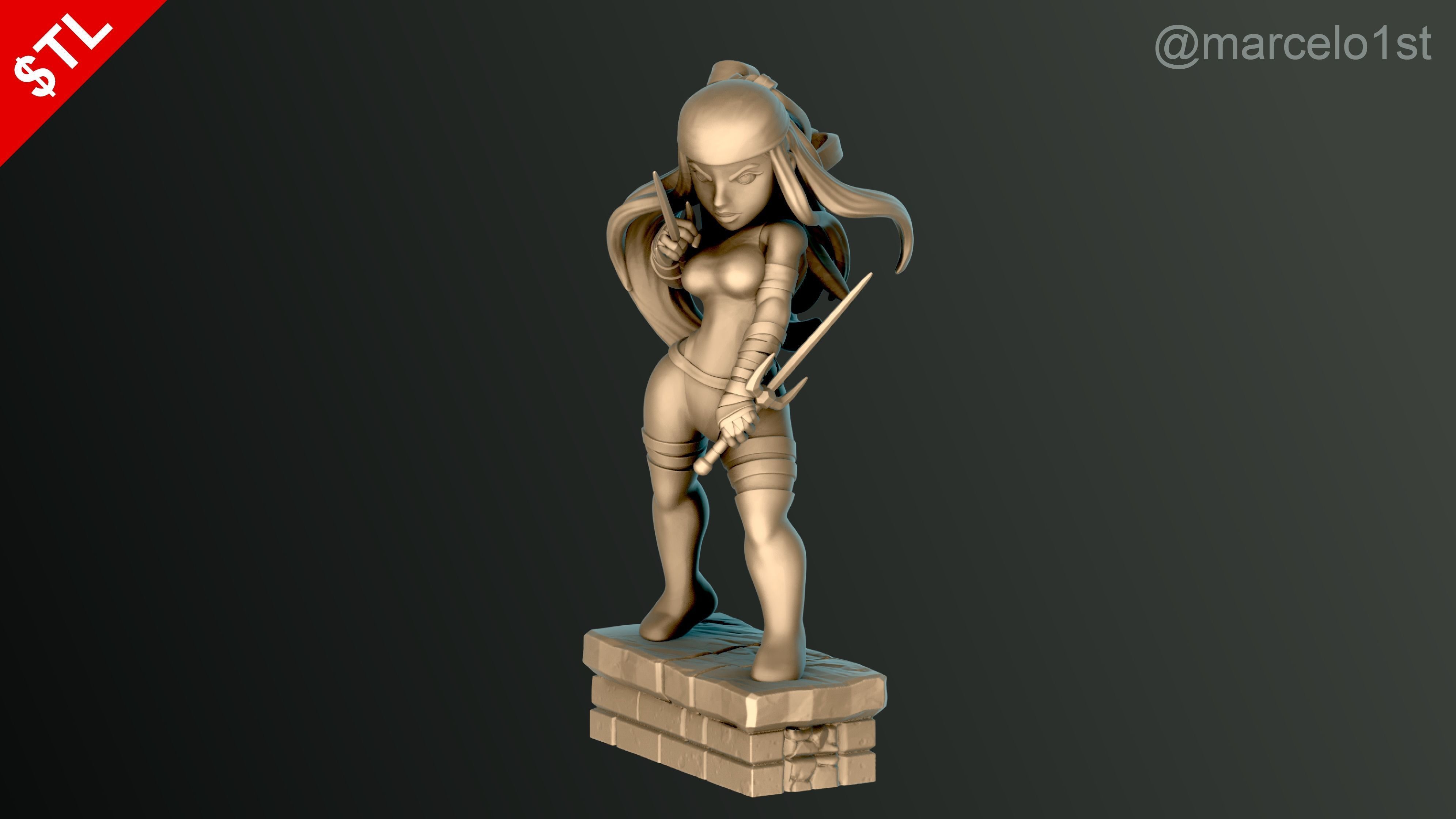 Elektra Natchios Statue 3D print model_5