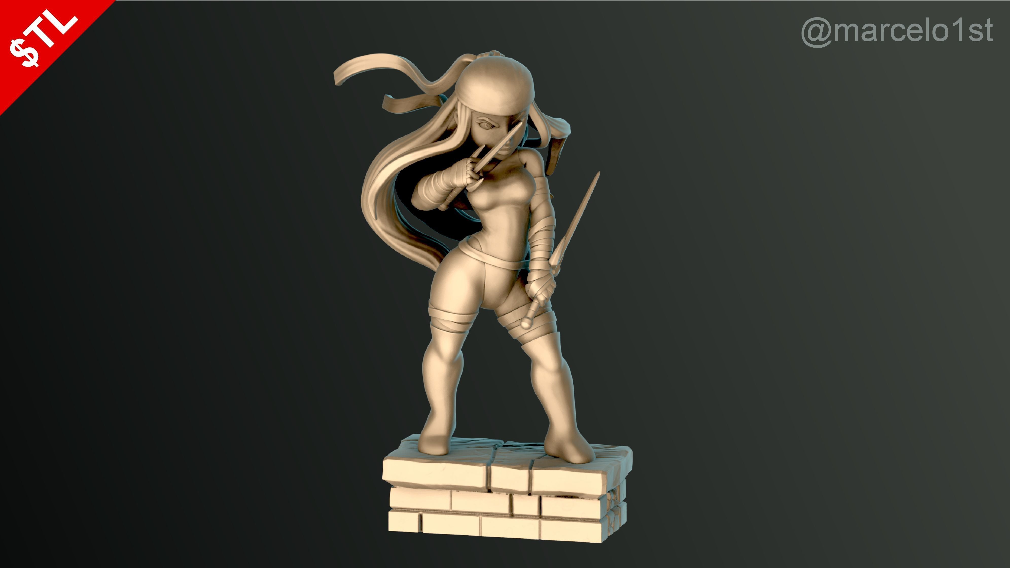 Elektra Natchios Statue 3D print model_18