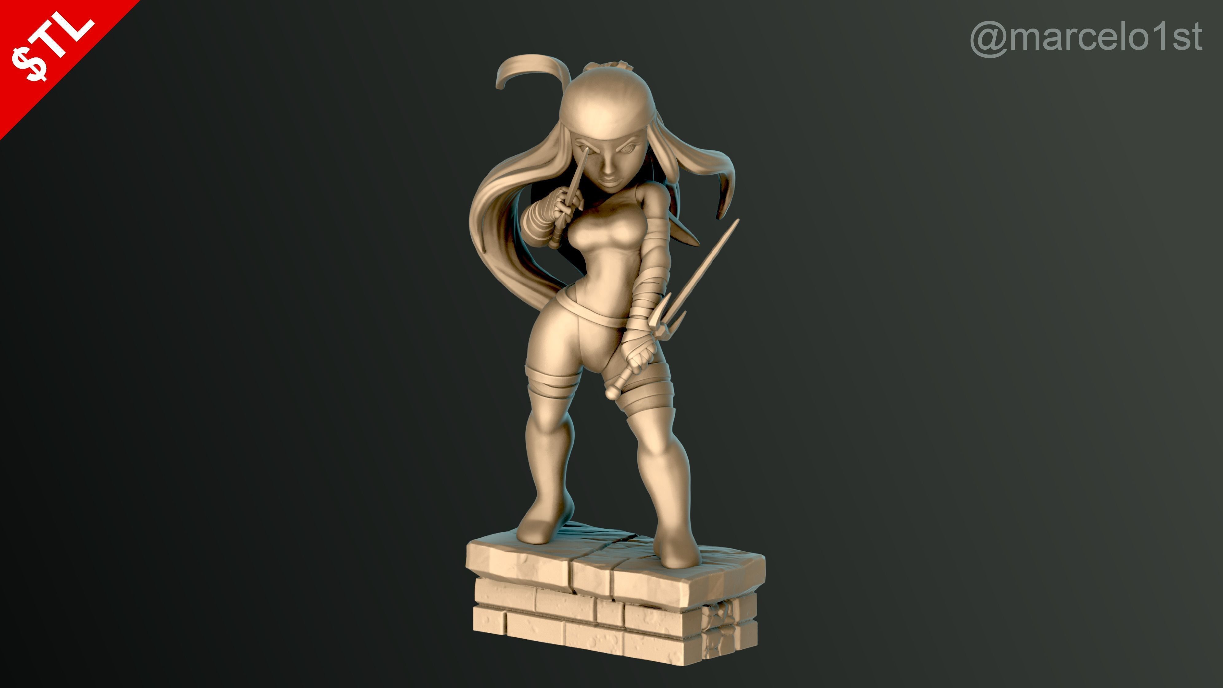 Elektra Natchios Statue 3D print model_3