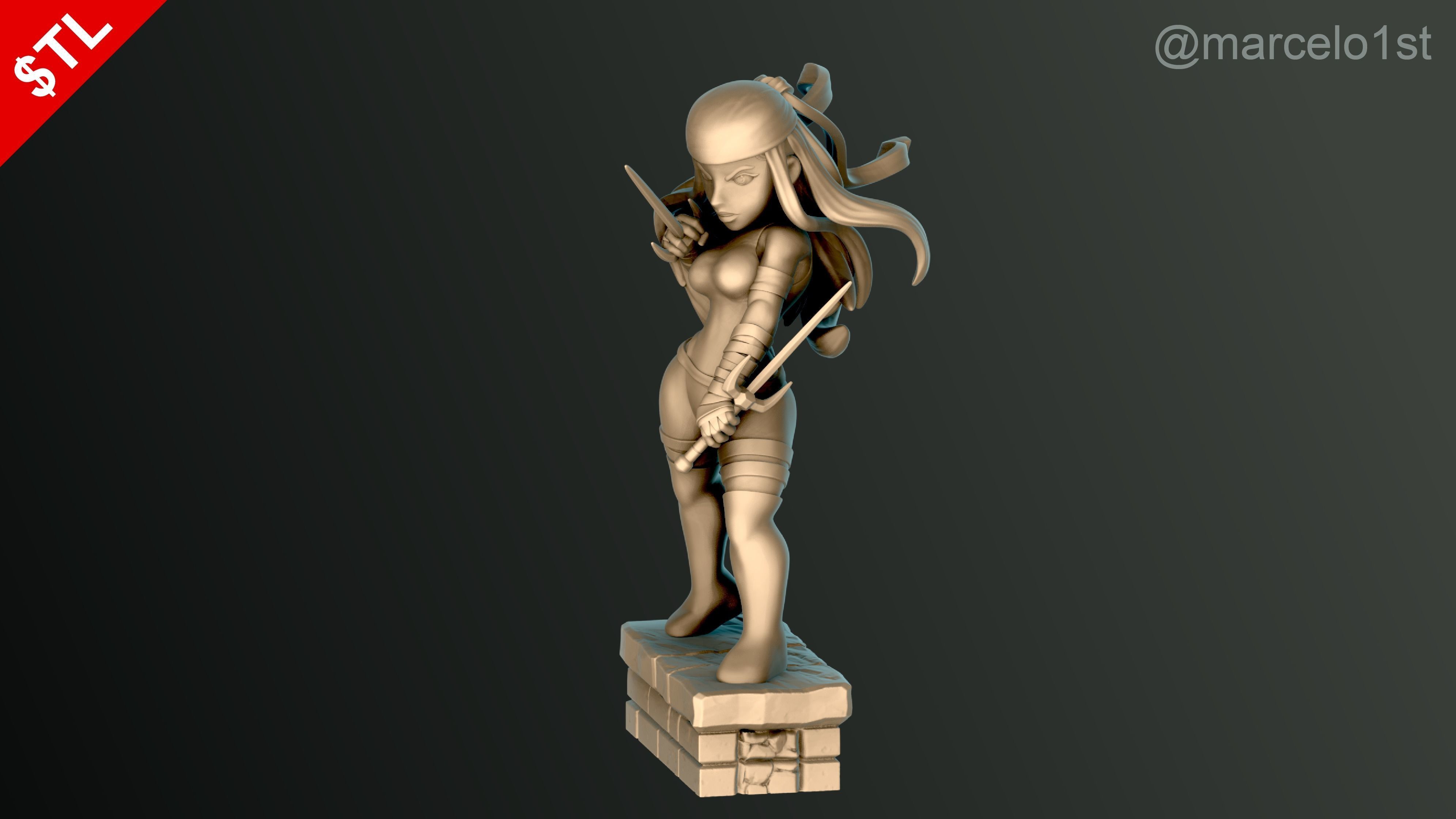 Elektra Natchios Statue 3D print model_6