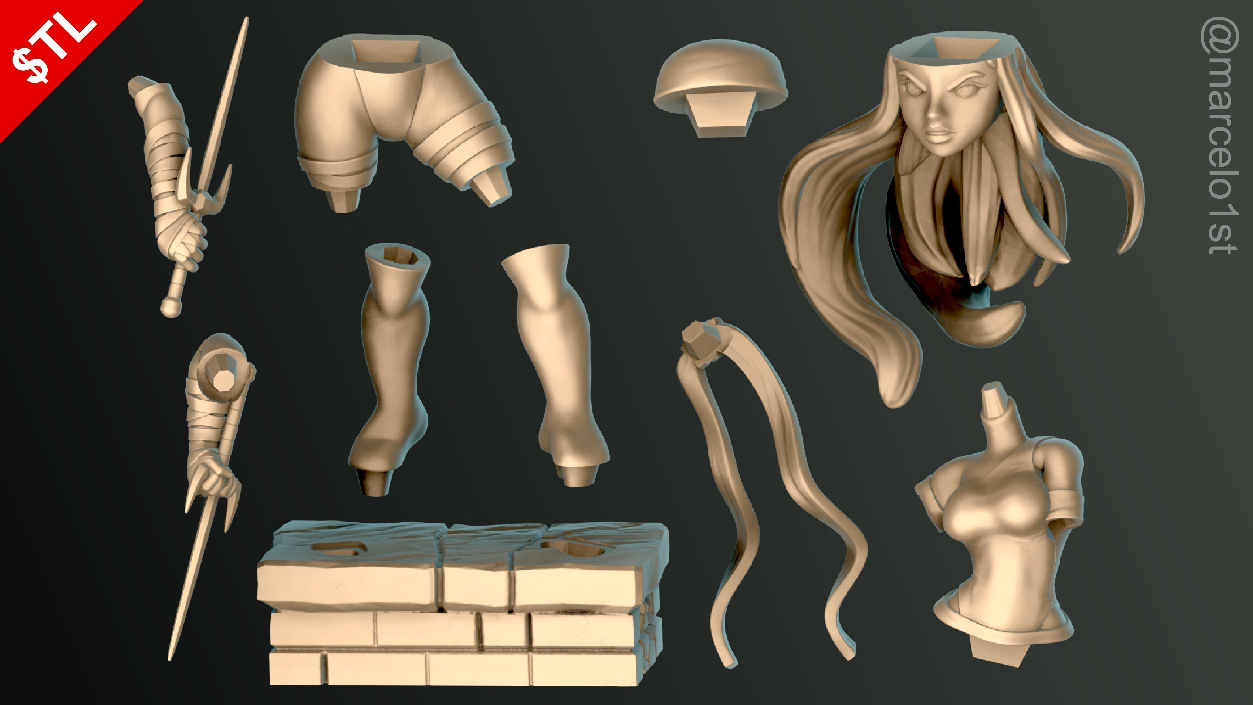 Elektra Natchios Statue 3D print model_1