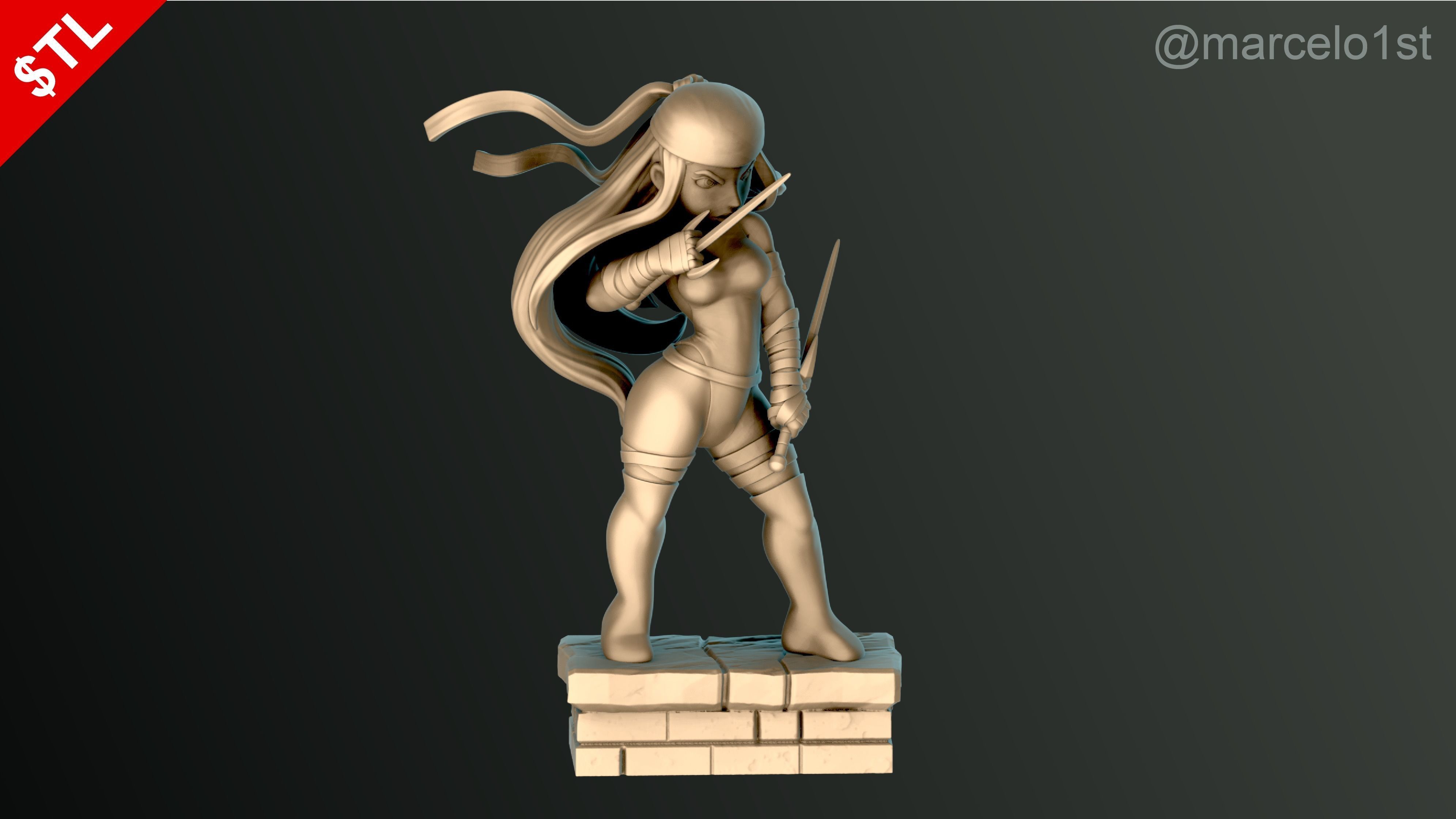 Elektra Natchios Statue 3D print model_17