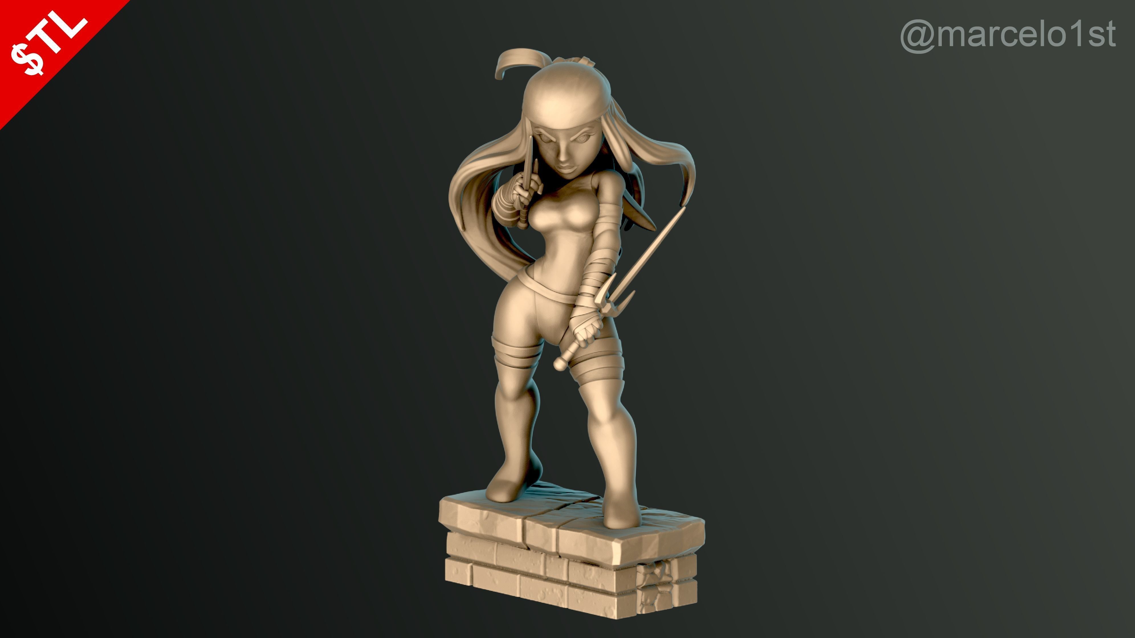 Elektra Natchios Statue 3D print model_4