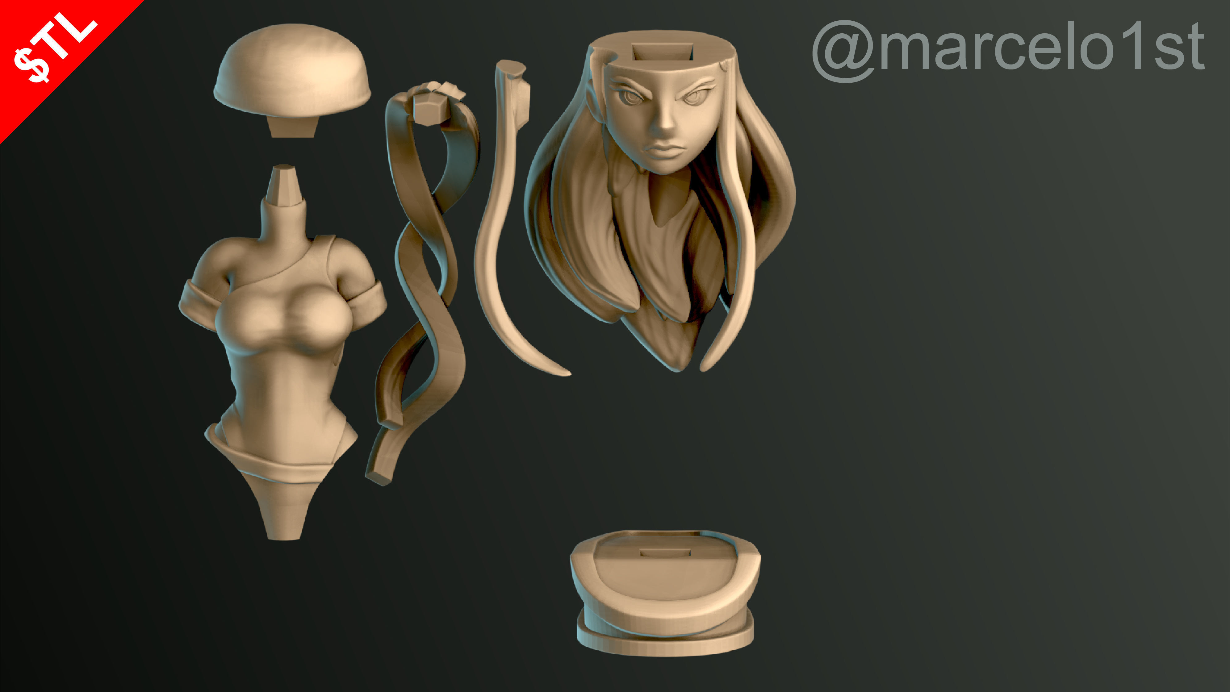 Elektra Natchios Bust 3D print model_3