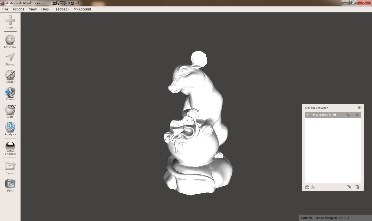 Chinese animal signs-mouse 3D print model_1