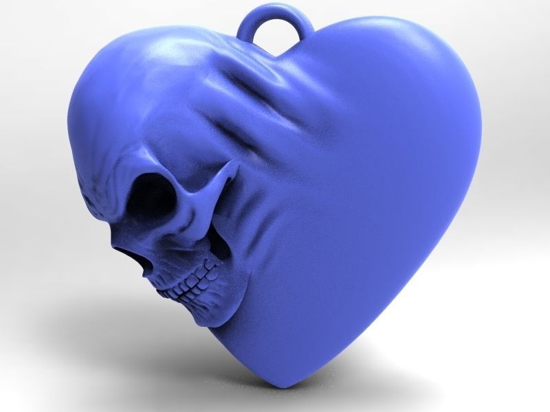 Skull heart 3D print model_1