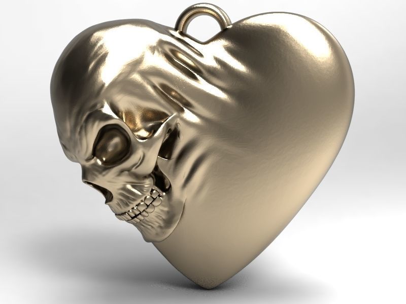 Skull heart 3D print model_2