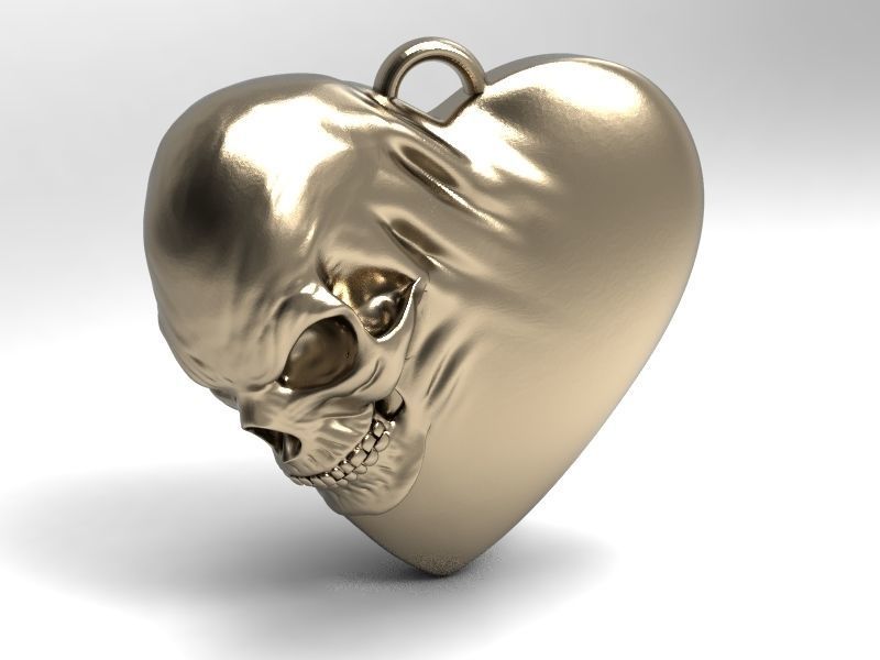 Skull heart 3D print model_0