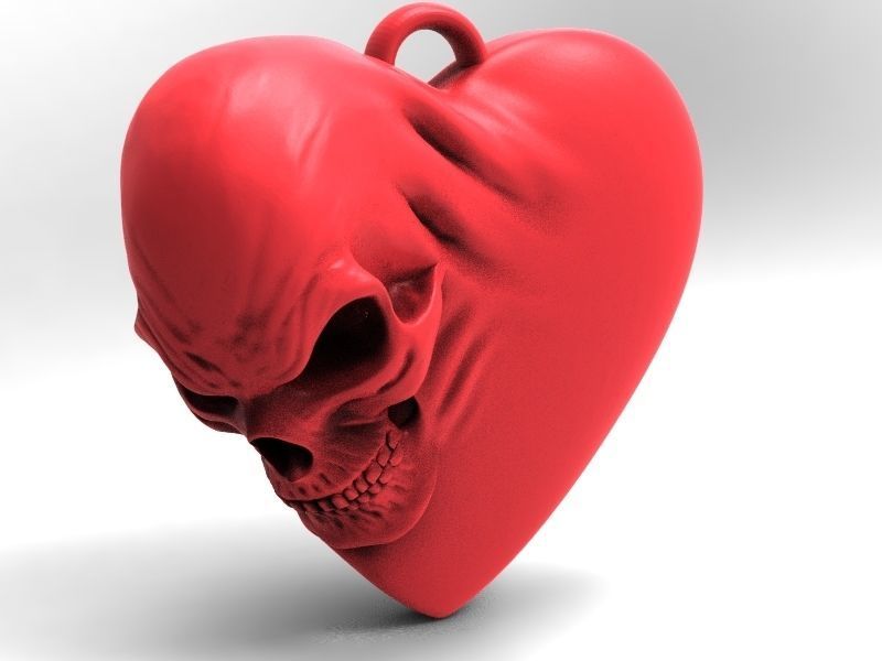 Skull heart 3D print model_7