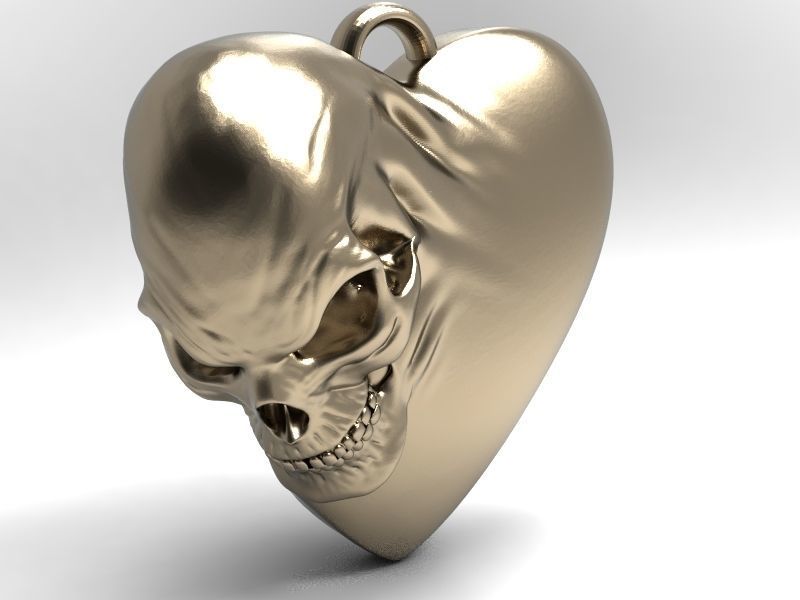 Skull heart 3D print model_3